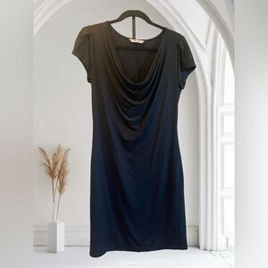 Three‎ dots.com Casual Black Dress with Draped Collar